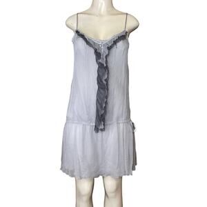 For Love And Liberty by Johnny Was 100% Silk Sleeveless Dress Gray SZ Medium